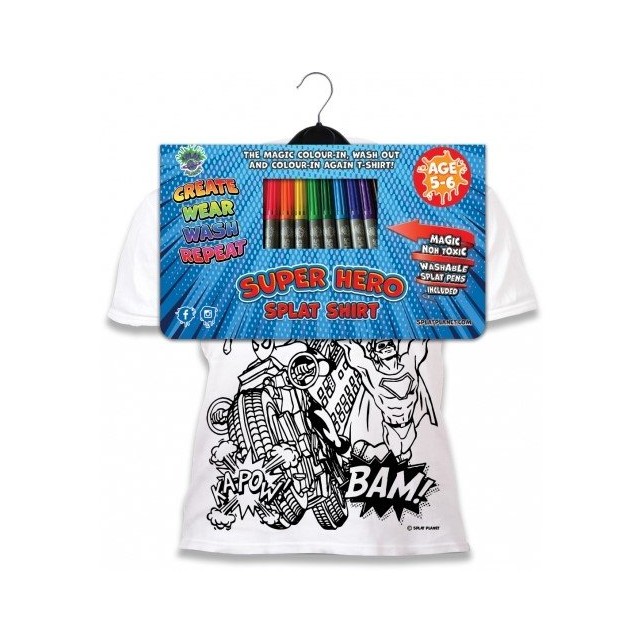 Marškinėliai su flomasteriais dekoravimui „Super Herojai“ 9-11m