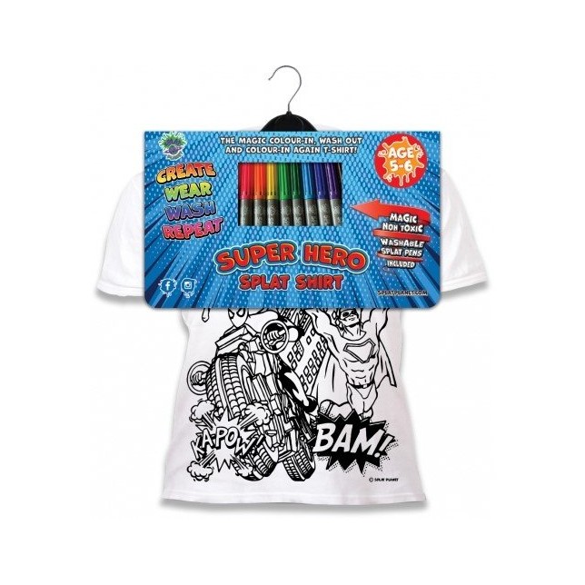 Spalvinami marškinėliai su flomasteriais „Super Herojai“ 7-8m