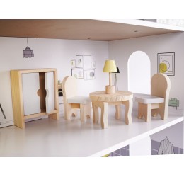 Lėlių namelis su baldais „Šiuolaikinė vila“