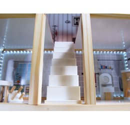 Medinis lėlių namelis su baldais "Svajonių vila"