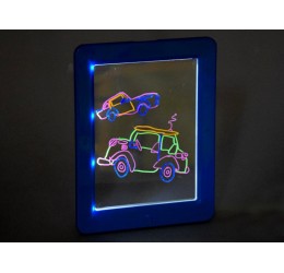 Mėlyna šviečianti piešimo lenta su 3D akiniais