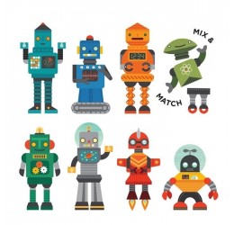 Petit Collage magnetukų žaidimas "Robotai"