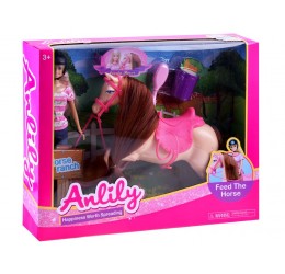 Anlily lėlytė su žirgu ir aksesuarais "Žokėja"