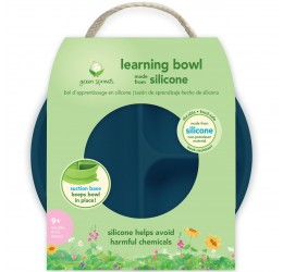 Mėlynas Green Sprouts silikoninis dubenėlis su skyreliais