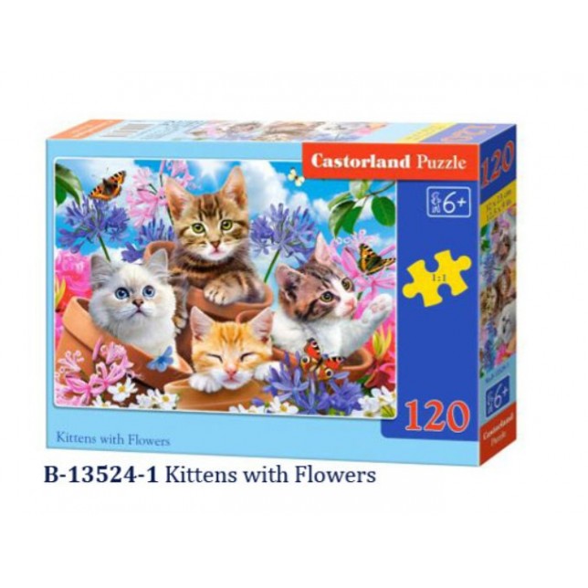 Dėlionė "Katinėliai tarp gėlių" 120 dalių