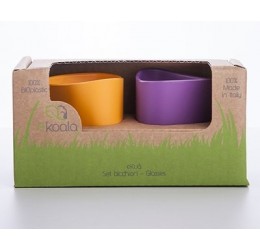 eKoala vaikiški puodeliai iš bioplastiko 2vnt. (oranžinė/violetinė)