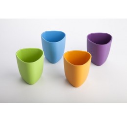 eKoala vaikiški puodeliai iš bioplastiko 2vnt. (oranžinė/violetinė)