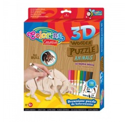 3D medinė dėlionė spalvinimui "Bulius"