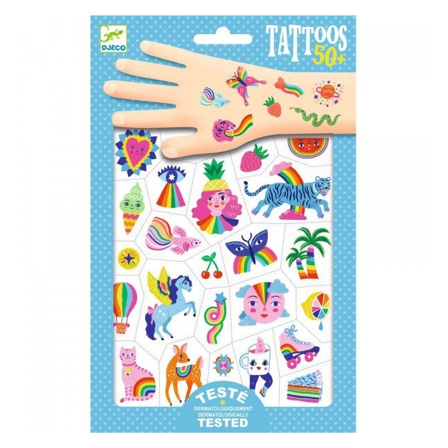 Tatuiruočių rinkinys "Vaivorykštė" 50+ vnt.