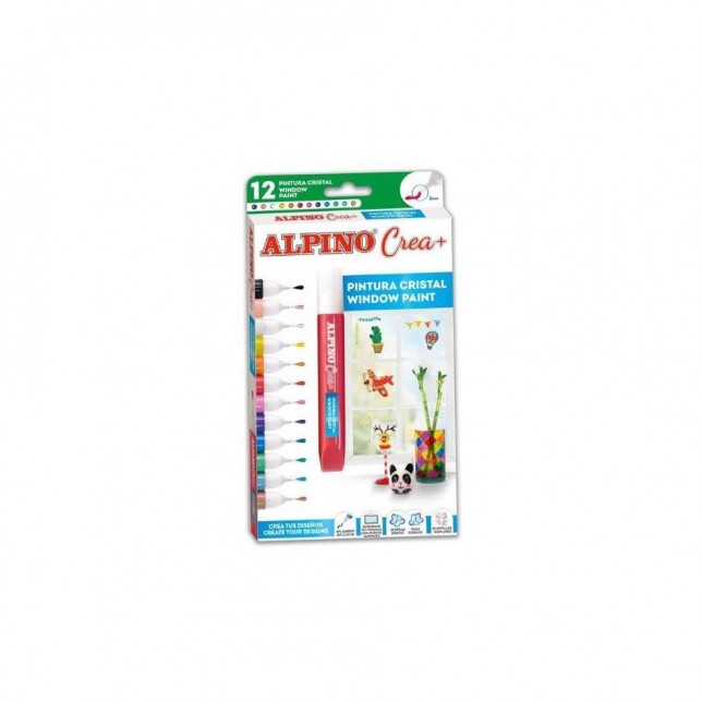Alpino dažai piešimui ant stiklo (12 splavų)