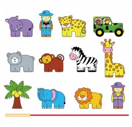 Medinių varstukų komplektas "Safari Zoo"