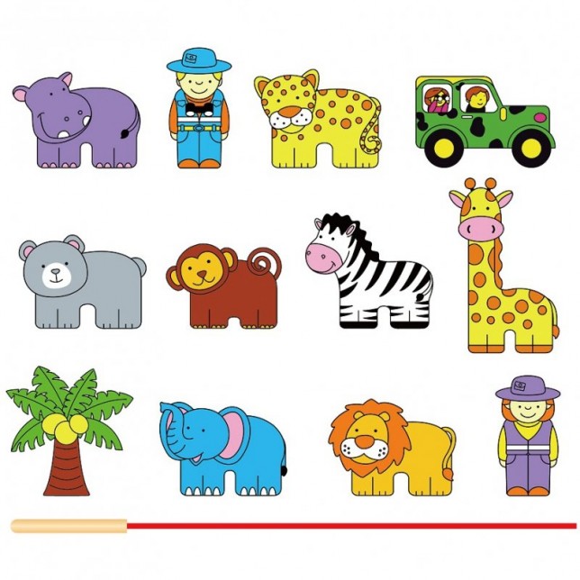 Medinių varstukų komplektas "Safari Zoo"