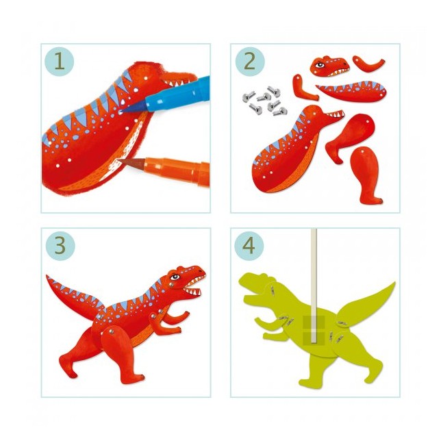 Djeco rinkinys lėlės marionetes "Dinozaurai"