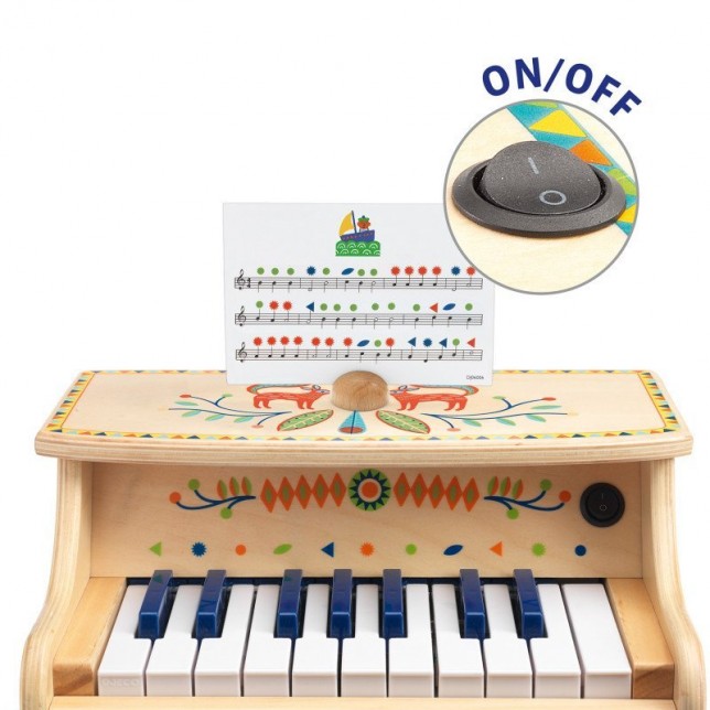 Medinis vaikiškas elektroninis pianinas