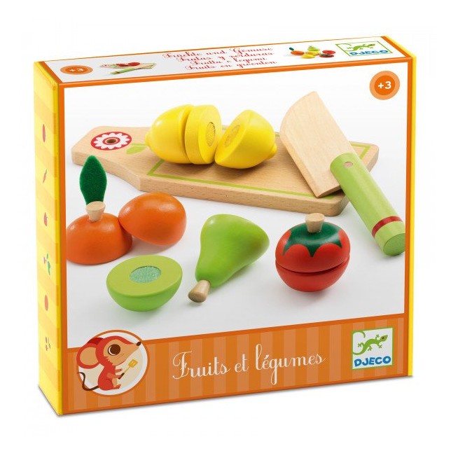 Medinių pjaustomų maisto produktų rinkinys "Vaisiai ir daržovės"