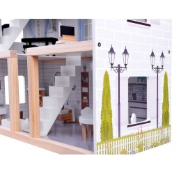 Medinis lėlių namelis su baldais "Boho vila"