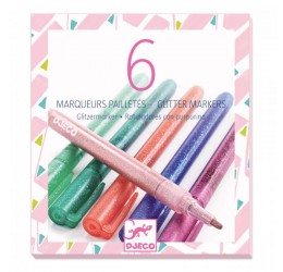 Djeco pastelinių spalvų blizgūs flomasteriai 6 vnt