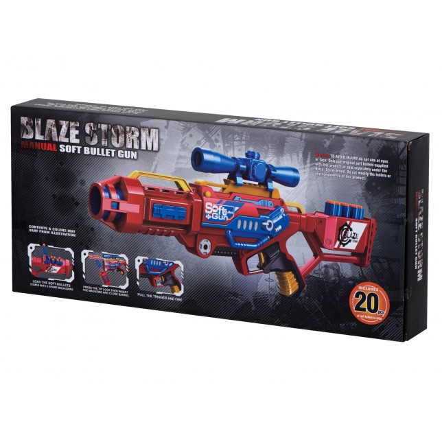 Raudonas šautuvas su putplasčio strėlytėmis "Blaze Storm"