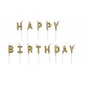 Aukso spalvos žvakučių rinkinys "Happy Birthday"