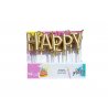 Aukso spalvos žvakučių rinkinys "Happy Birthday"