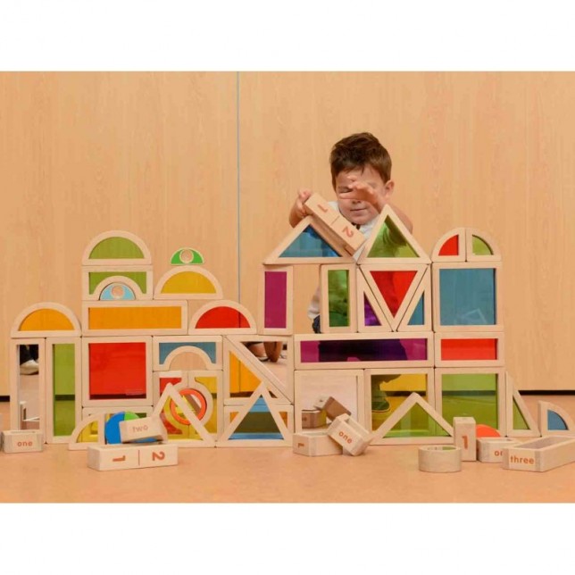 Masterkidz medinės kaladėlės ''Vaivorykštė'' 58 vnt.