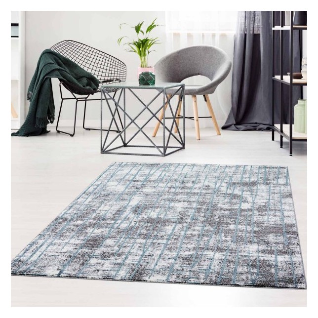 Unikalaus dizaino kilimas su mėlynu akcentu - "Moda Soft"