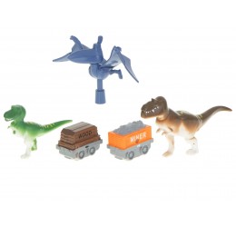 Interaktyvi dinozaurų - vagonėlių trasa su kliūtimis