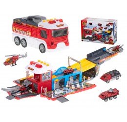 Ugniagesių automobilis transporteris su priedais