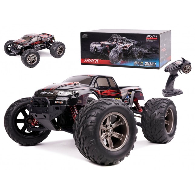 RC Monstras automobilis raudonos spalvos valdomas nuotolinio valdymo pulteliu