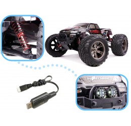 RC Monstras automobilis raudonos spalvos valdomas nuotolinio valdymo pulteliu
