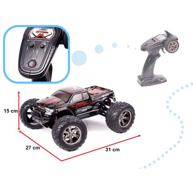 RC Monstras automobilis raudonos spalvos valdomas nuotolinio valdymo pulteliu