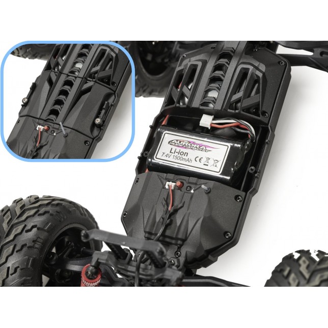 RC Monstras automobilis raudonos spalvos valdomas nuotolinio valdymo pulteliu
