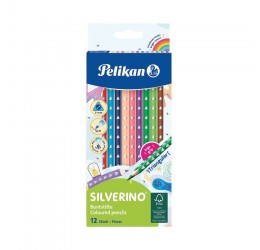 Trikampiai Silverino pieštukai 12 spalvų