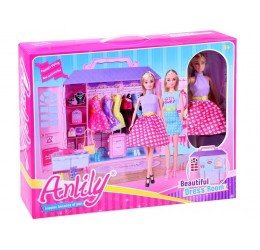 Lėlytė Anlily su rūbų ir aksesuarų spinta
