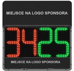 Elektroninė žaidėjo keitimo lenta, dvipusė su vieta logotipui