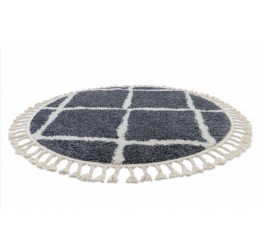 Kilimas "BERBER CROSS", apskritas, pilka/balta
