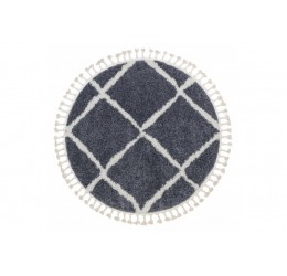 Kilimas "BERBER CROSS", apskritas, pilka/balta