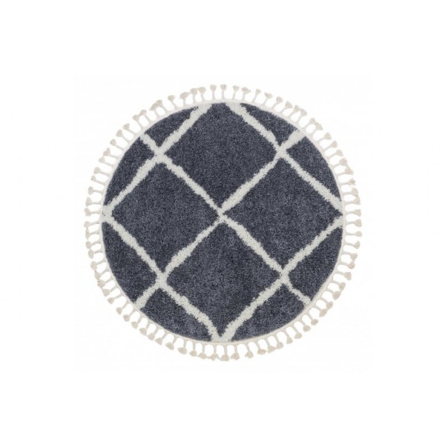 Kilimas "BERBER CROSS", apskritas, pilka/balta