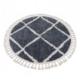Kilimas "BERBER CROSS", apskritas, pilka/balta