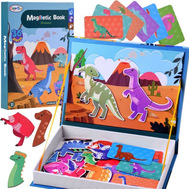 Magnetinis žaidimas dėžutėje "Dinozaurai"