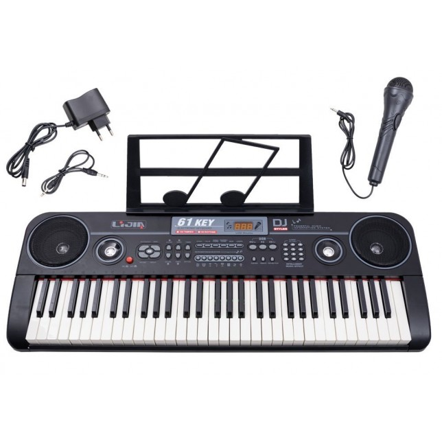 Juodas vaikiškas pianinas su mikrofonu „Muzikos padangė“