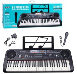 Juodas vaikiškas pianinas su mikrofonu „Muzikos padangė“