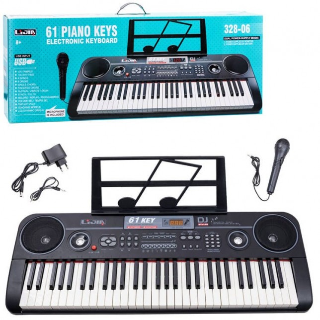 Juodas vaikiškas pianinas su mikrofonu „Muzikos padangė“