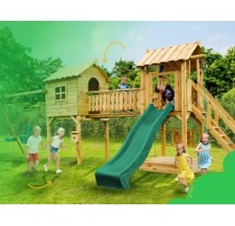 Žaidimų aikštelė su dviem namukais ir sūpynėmis - Little Land