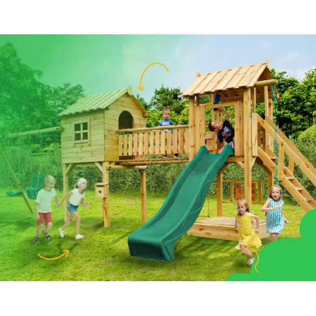 Žaidimų aikštelė su dviem namukais ir sūpynėmis - Little Land