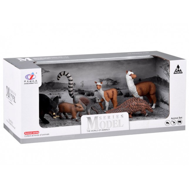 Įvairių safari gyvūnų figūrėlės (lama, lemūras ir kiti gyvūnai)