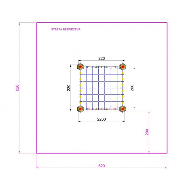 Tinklinė lynų laipynė - Qube 200x200 cm