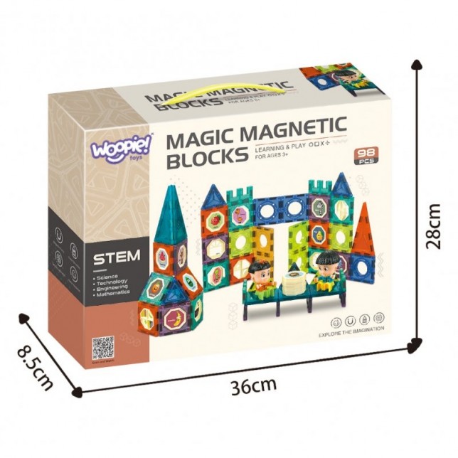 Magnetinės kaladėlės su paveikslėliais - 98 vnt