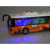 Oranžinis, didelis autobusas su šviesomis ir garsais