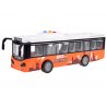 Oranžinis, didelis autobusas su šviesomis ir garsais